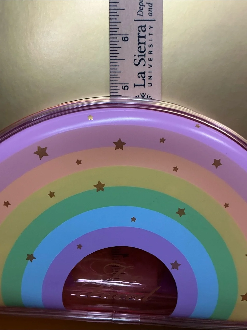 Too Faced Rainbow Pouch Case with Stamped Heart Zipper